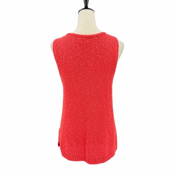 J. Crew Coral Orange Boucle Knit V-neck Sleeveless Beach Sweater Tank - Picture 5 of 11